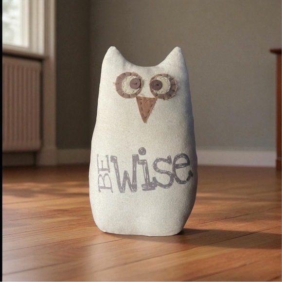 Honey & Me Other - Honey & Me Owl Pillow Doorstop “Be Wise” Primitive Folk Art Rustic Boho Rare